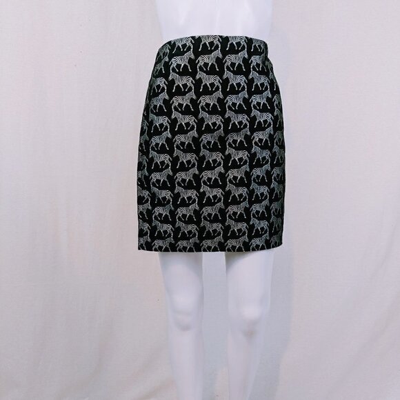 J. Crew Black and Silver Zebra Print Mini Skirt Size 00 - Picture 1 of 5
